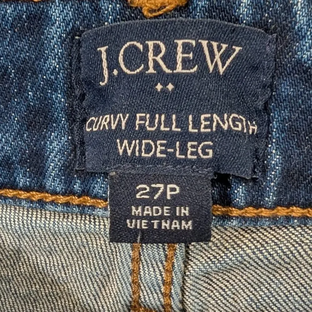 J.Crew Curvy Jeans Wide Leg Full Length Dark Wash Classic Denim - Size 27P